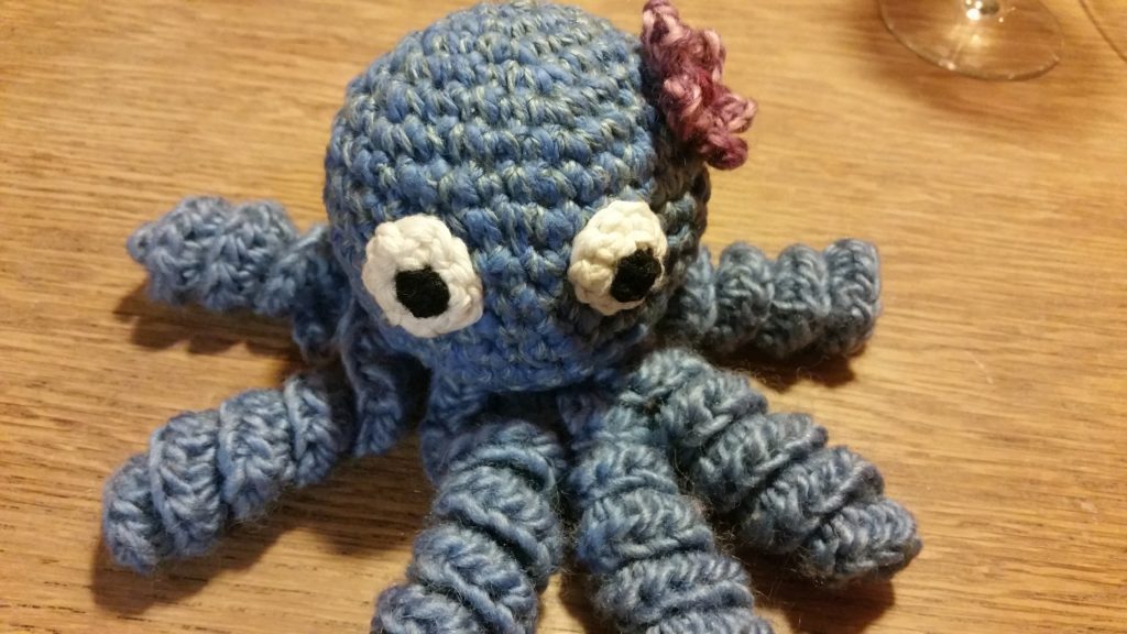 Crocheted Amigurumi Octopus with Flower