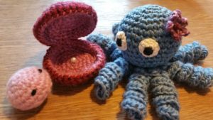 Crocheted Octopud and Oyster with Pearl