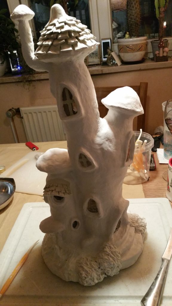 The structure covered in modelling clay