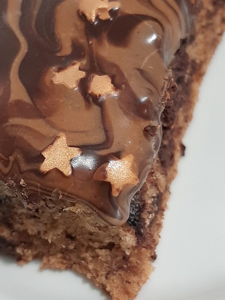 Inside look of the moist Banana Chocolate Cake