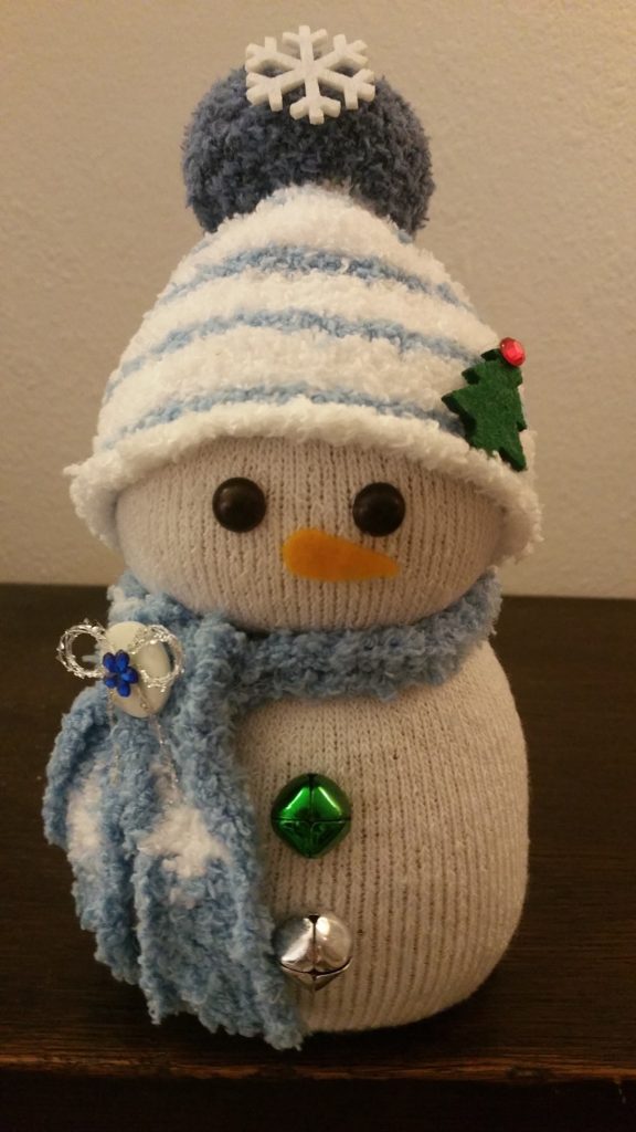 Making Christmas Decorations - Sock Snowmen: Sock Snowman with Blue Scarf