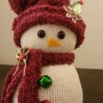 Sock Snowman with Red Hat and Bells as Buttons