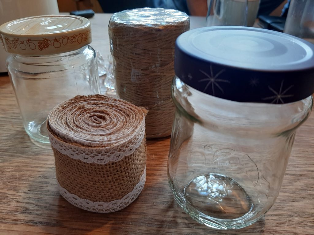Empty Jars and Jute Ribbon and String