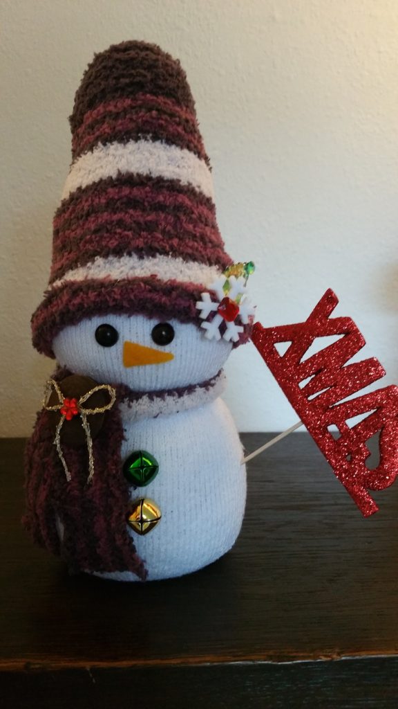 Making Christmas Decorations - Sock Snowmen