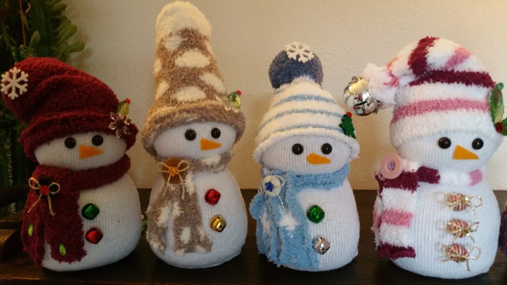 Making Christmas Decorations - Sock Snowmen